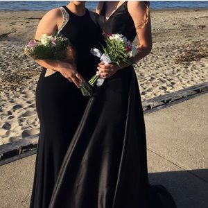 Black vneck Jovani prom dress